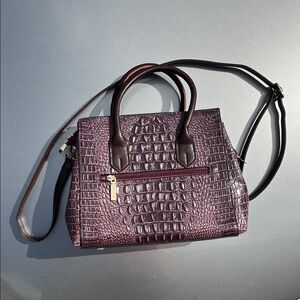 Elegant Plum Crocodile Pattern Satchel